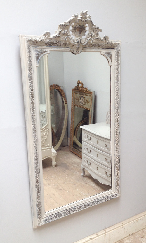 french antique tall crested mirror